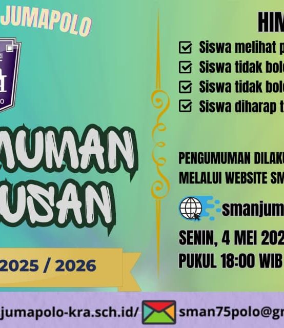 PENGUMUMAN KELULUSAN MURID KELAS XII SMA NEGERI JUMAPOLO TAHUN AJARAN 2025/2026